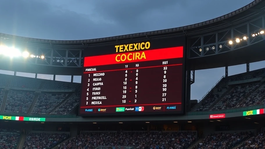 Bảng tỷ số trận đấu bóng đá Mexico.