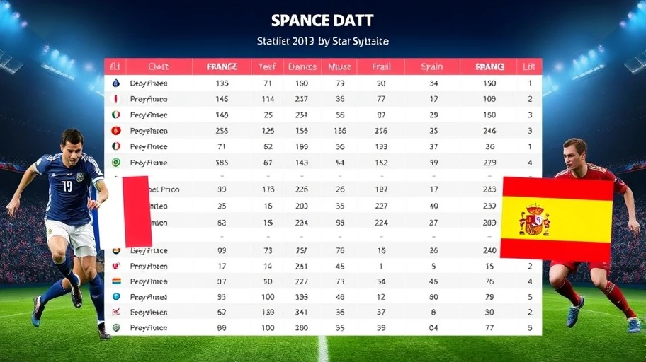 Biểu đồ dữ liệu thống kê bóng đá Pháp vs Tây Ban Nha
