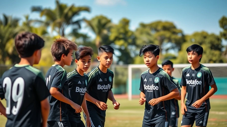 Các cầu thủ trẻ Botafogo đang tập luyện.