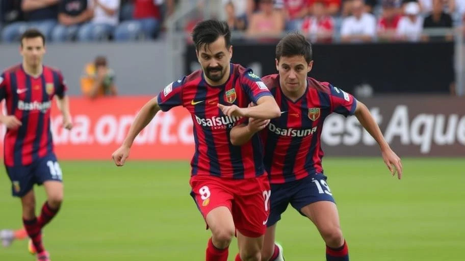 Cầu thủ Osasuna thể hiện lối chơi nhiệt huyết trên sân cỏ.