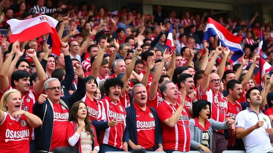 Cổ động viên Osasuna tạo nên không khí cuồng nhiệt tại sân El Sadar.