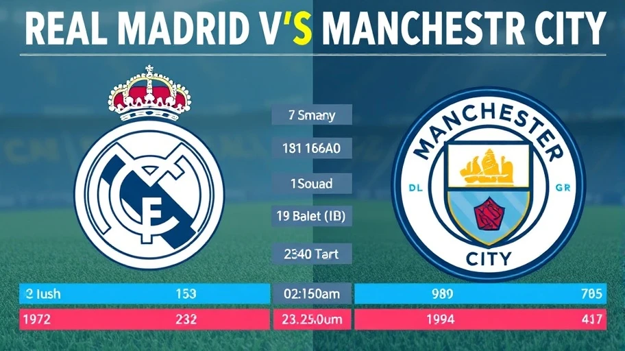 Comparative infographic past matches Real Madrid vs Manchester City