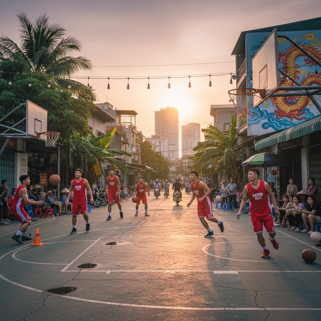 Đội bóng rổ Saigon East đang tập luyện