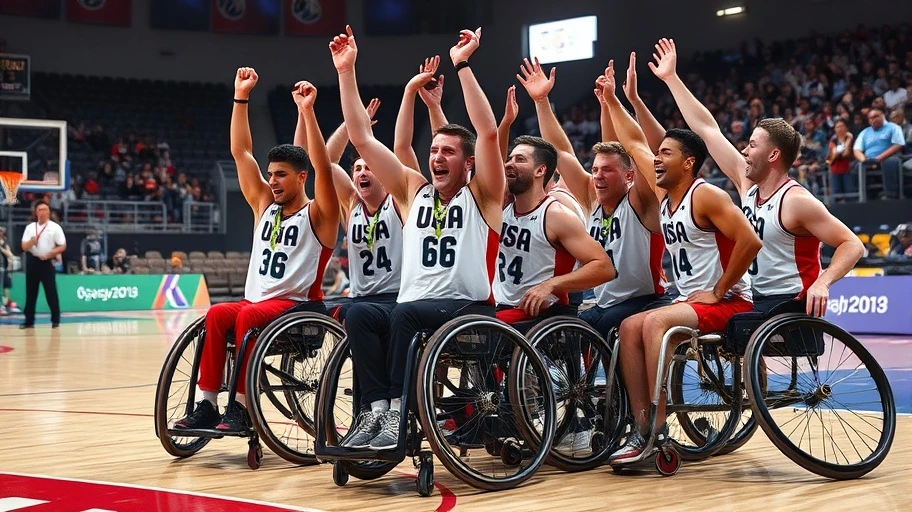 Đội tuyển bóng rổ xe lăn USA tại Paralympic Games.