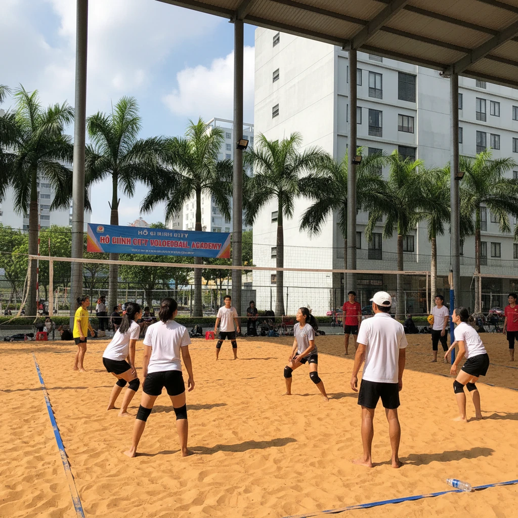 Hình ảnh buổi tập luyện bóng chuyền tại TP.HCM