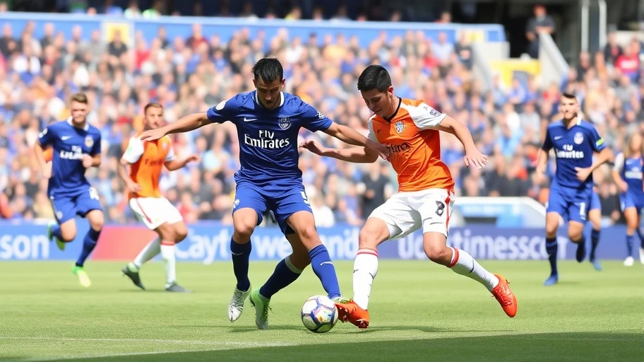 Hình ảnh các cầu thủ Everton tranh bóng trong trận đấu