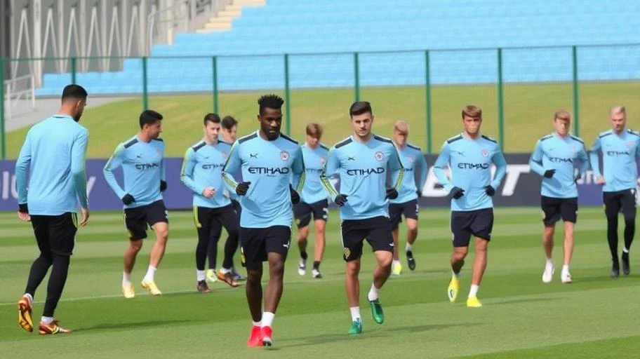 Lực lượng đội hình của Manchester City trong buổi tập.