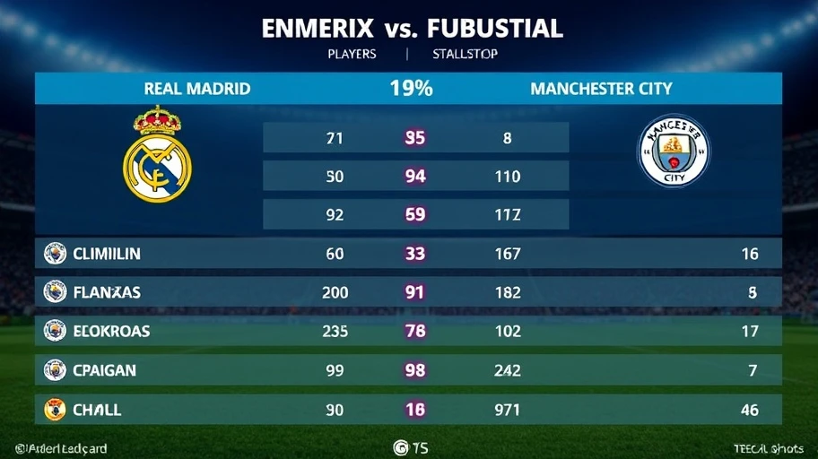 Match statistics Real Madrid vs Manchester City