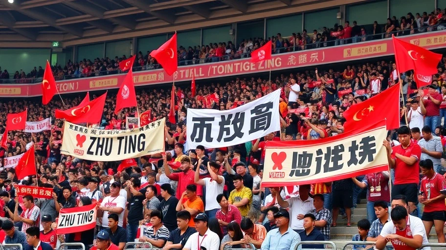 Người hâm mộ ủng hộ Zhu Ting tại một trận đấu