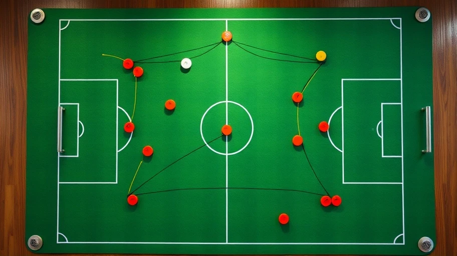 Tactical board demonstrating strategies in a football match.