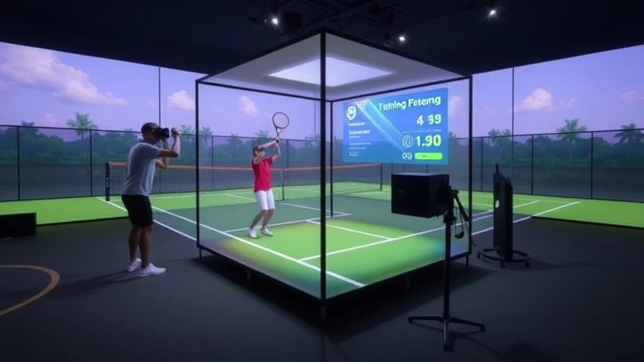 Virtual reality experience with a tennis cube